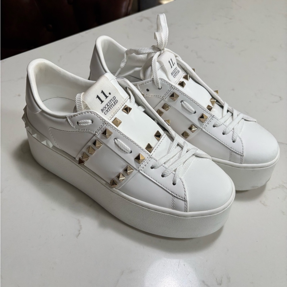 Valentino FLATFORM ROCKSTUD UNTITLED SNEAKER IN CALFSKIN